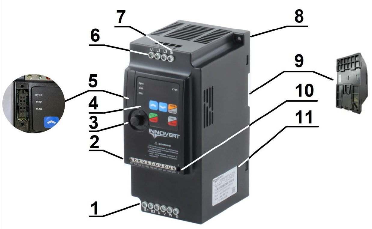 Преобразователь частоты INNOVERT ISD112M21E 1,1 кВт 220В